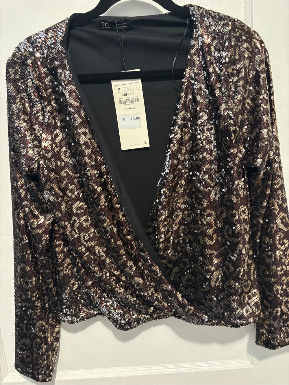 Sequin Long Sleeve Top - Black and Gold